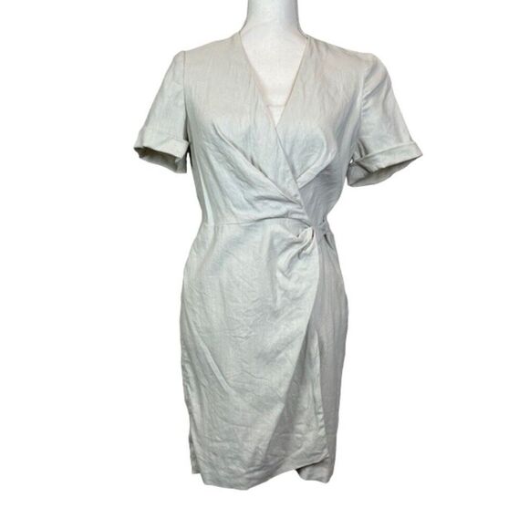 Isabel Marant Etoile Linen Blend Stretch Wrap Dress Beige Neutral Size 6 (36) - Picture 1 of 10